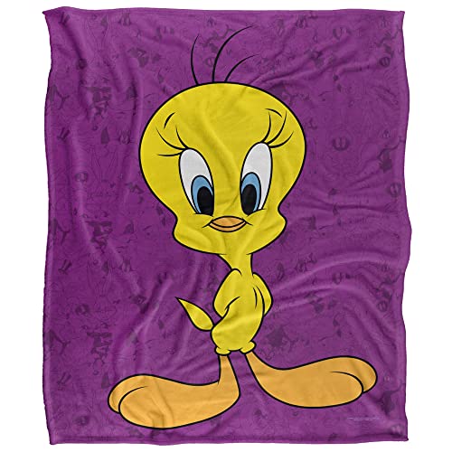 Looney Tunes Blanket, 50"x60", Tweety Bird Character Silky Touch Super Soft Throw