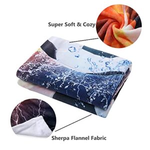 Sviuse Soccer Blanket Sports Ball Throw Blanket Blue Flame Teens' Soccer Fans Soft Cozy Football Blanket for Boys Men Sofa Travel Living Room Bedroom (50"X60", Soccer)