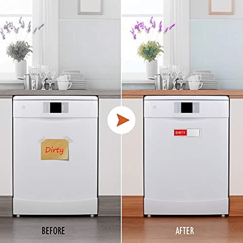 Dishwasher Magnet Clean Dirty Sign Shutter Only Changes When You Push It Non-Scratching Strong Magnet or 3M Adhesive Options Indicator Tells Whether Dishes are Clean or Dirty (Modern Silver)