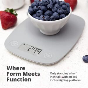 Greater Goods Gray Food Scale - Digital Display Shows Weight in Grams, Ounces, Milliliters, and Pounds | Perfect for Meal Prep, Cooking, and Baking | A Kitchen Necessity Designed in St. Louis