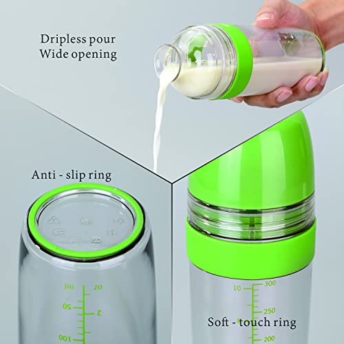 2 in 1 Salad Dressing Shaker Container with Citrus Juicer, Dripless Pour, Leak-free, Soft Grip, Dishwasher Safe, BPA Free, Homemade Salad Dressing Bottle Mixer Measure, 350ml (1-1/2 Cups)