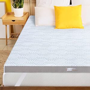 bedstory 3 inch memory foam mattress topper queen size medium for back pain, bed cushion topper supportive padding with cover