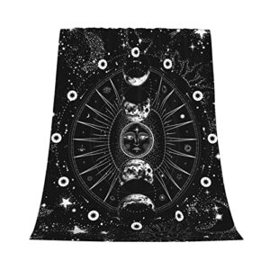 sun and moon black and white soft throw blanket all season microplush warm blankets lightweight tufted fuzzy flannel fleece throws blanket for bed sofa couch 80"x60"
