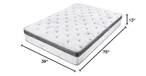 Olee Sleep 13 inch Galaxy Hybrid Gel Infused Memory Foam and Pocket Spring Mattress (King) & 14 Inch Heavy Duty Steel Slat/Anti-Slip Support/Easy Assembly/Mattress Foundation, Twin