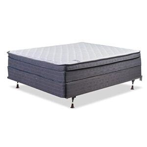 mattress solution medium plush foam encased hybrid eurotop pillowtop innerspring mattress and 4" wood low profile boxspring/foundation set, with frame, twin size