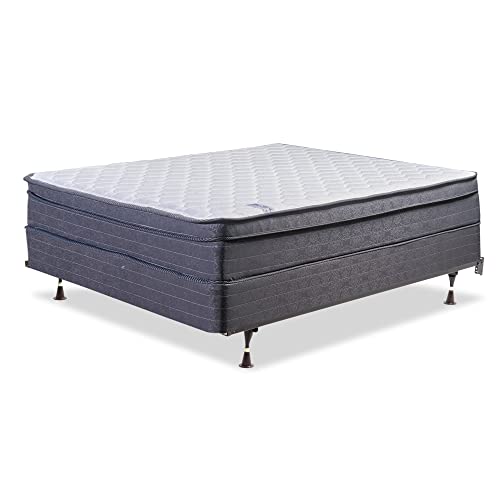 Mattress Solution Medium Plush Foam Encased Hybrid Eurotop Pillowtop Innerspring Mattress And 4" Wood Low Profile Boxspring/Foundation Set, With Frame, Twin Size