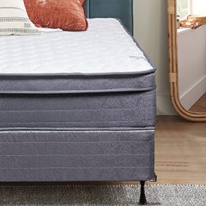 Mattress Solution Medium Plush Foam Encased Hybrid Eurotop Pillowtop Innerspring Mattress And 4" Wood Low Profile Boxspring/Foundation Set, With Frame, Twin Size