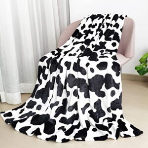 auivty cow blanket, fleece cow print blanket for kids adults, luxurious soft black and white cow blankets and throws western cowhide decor for couch sofa bed(cow-1, 40x50)