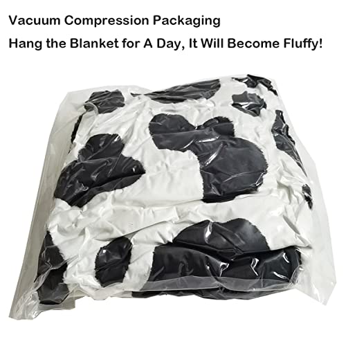 AUIVTY Cow Blanket, Fleece Cow Print Blanket for Kids Adults, Luxurious Soft Black and White Cow Blankets and Throws Western Cowhide Decor for Couch Sofa Bed(Cow-1, 40x50)