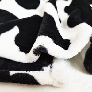 AUIVTY Cow Blanket, Fleece Cow Print Blanket for Kids Adults, Luxurious Soft Black and White Cow Blankets and Throws Western Cowhide Decor for Couch Sofa Bed(Cow-1, 40x50)