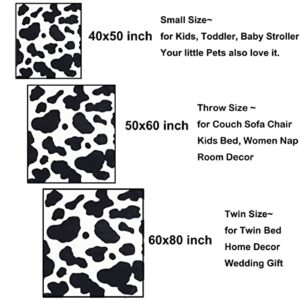 AUIVTY Cow Blanket, Fleece Cow Print Blanket for Kids Adults, Luxurious Soft Black and White Cow Blankets and Throws Western Cowhide Decor for Couch Sofa Bed(Cow-1, 40x50)