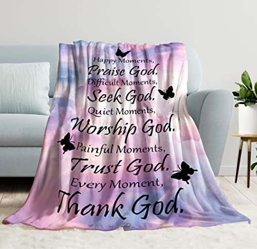 Inspirational Blanket Healing Thoughts Throw Blanket Christian Bible Verse Religious Blanket with Positive Energy, Super Soft Prayers Fleece Blanket Get Well Soon Gifts for Women & Men - 40" x 50"