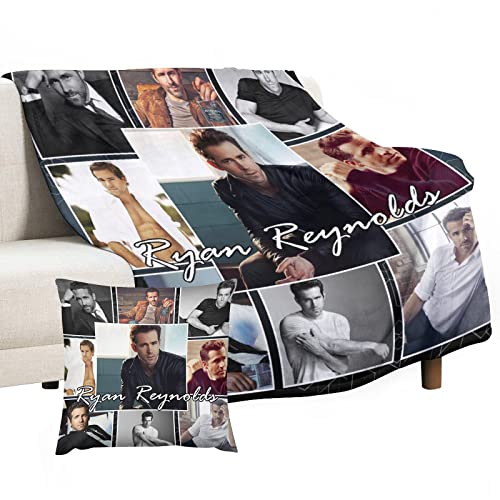 Soft Fleece Throw Blanket with 18"×18" Pillow Case, 3D Print Lightweight 40"×50" Flannel Blanket Warm Plush Blanket for Living Room Bedroom (Cool)