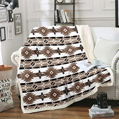 Erosebridal Southwestern Throw Blanket 90"x90" Bohemian Geometric Fleece Blanket,Ethnic Tribal Arrow Blanket Western Blanket,Country Decor Western Room Decor for Bedroom Western Bedroom Decor Brown