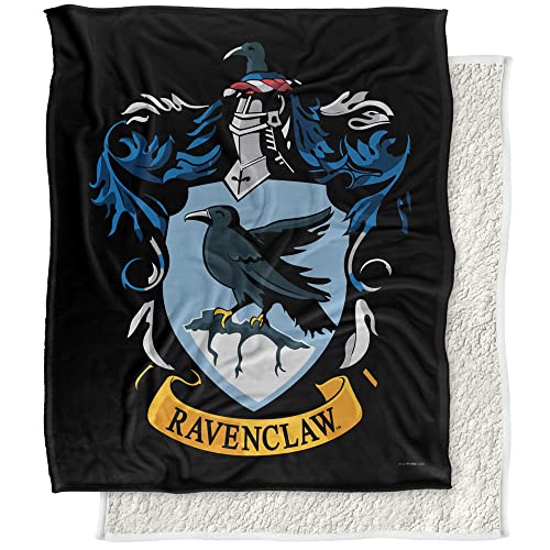 Harry Potter Blanket, 50"x60", Ravenclaw Crest 1 Silky Touch Sherpa Back Super Soft Throw Blanket