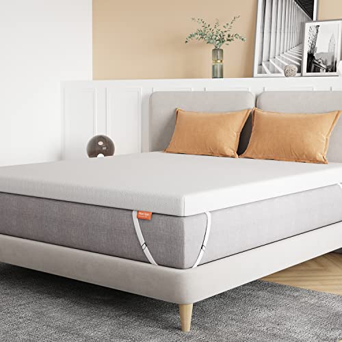 Sweetnight 4 Inch Queen High Density Memory Foam Mattress Topper for Enhanced Support, Medium Firm Mattress Topper with Non-Slip Design, Queen Size