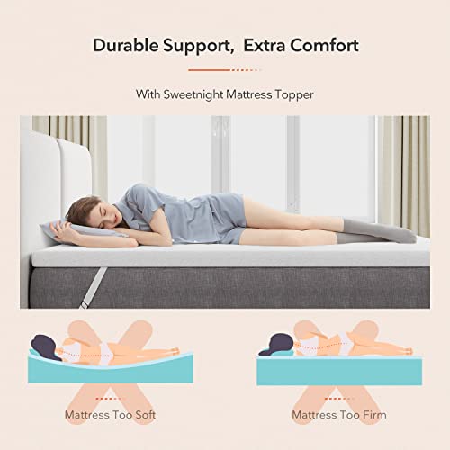 Sweetnight 4 Inch Queen High Density Memory Foam Mattress Topper for Enhanced Support, Medium Firm Mattress Topper with Non-Slip Design, Queen Size