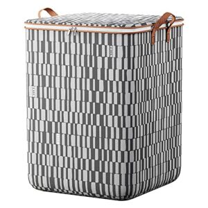 gursac large capacity folding clothes storage bag - portable wardrobe sorting clothes storage box with reinforced handle zipper for home comforters pillow blanket bedding quilt