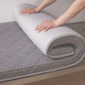 soft japanese quilting futon mattresses, thicken 10cm tatami mattress foldable floor mat, four seasons sleeping pad-gray queen: 150x200cm