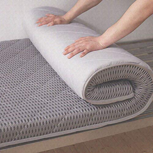 Soft Japanese Quilting Futon Mattresses, Thicken 10cm Tatami Mattress Foldable Floor Mat, Four Seasons Sleeping Pad-Gray Queen: 150x200cm