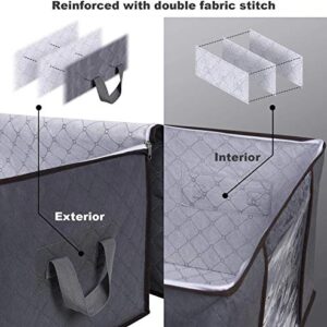 3PCS Clothes Storage Bag Closet Organizer with Reinforced Handle Firm Fabric Strong Zipper Foldable Breathable Storage Container Set for Clothes, Quilts, Blankets, Bedding