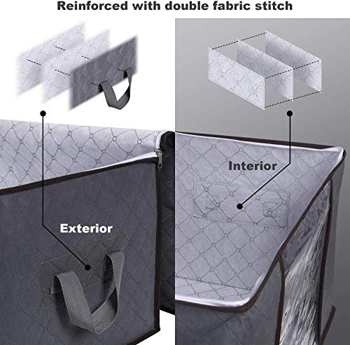 3PCS Clothes Storage Bag Closet Organizer with Reinforced Handle Firm Fabric Strong Zipper Foldable Breathable Storage Container Set for Clothes, Quilts, Blankets, Bedding