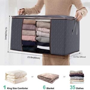 3PCS Clothes Storage Bag Closet Organizer with Reinforced Handle Firm Fabric Strong Zipper Foldable Breathable Storage Container Set for Clothes, Quilts, Blankets, Bedding