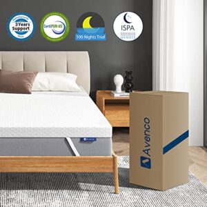 Twin Mattress Topper, Avenco Twin Mattress Topper Memory Foam, 3 Inch Mattress Topper Twin with Removable Cover for College Dorm, Reversible Medium Firm, Comfort CertiPUR-US Foam