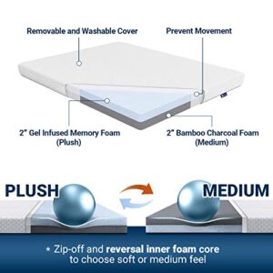 Twin Mattress Topper, Avenco Twin Mattress Topper Memory Foam, 3 Inch Mattress Topper Twin with Removable Cover for College Dorm, Reversible Medium Firm, Comfort CertiPUR-US Foam