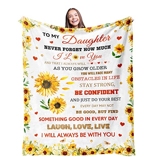 Kituzol Daughter Gifts Blanket 50"x60" - Daughter Gift from Mom - Best Birthday Gifts for Daughter - Valentines Day Gifts For Daughter - Great Daughter Gifts Ideas - to My Daughter Gifts Throw Blanket