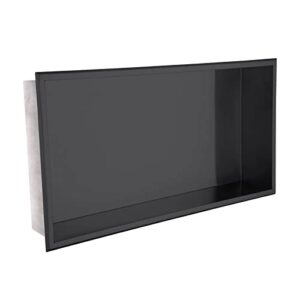 dayone rectangular stainless steel matte blackshower niche 24" x 12", bathroom wall soap niche, alcove douche de niche salle de bain, shower storage organizer nook insert, no tile needed