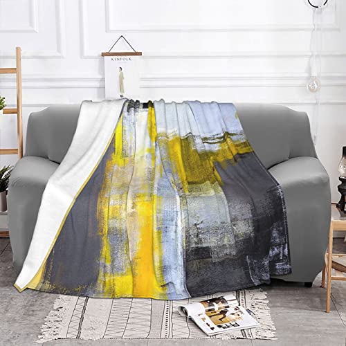 Yellow Abstract Soft Flannel Fleece Blanket Breathable Throw Blanket Halloween Chirstmas Days Rustic Cozy Blanket for Couch Sofa Bed Living Room Suitable for All Season 50x60 inch