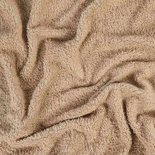 Brentfords Fluffy Sherpa Fleece Blanket Large Throw Over Bed Plush Super Soft Warm Sofa Bedspread, Taupe Tan Beige - 60" x 80"