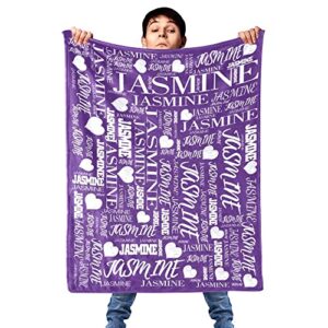 Custom Blanket Personalized Name Blanket Customized Blanket with Name Text for Adult Kid Birthday Christmas Mothers Fathers Valentines Day Gift (Monogrammed 03, 50" x 60")