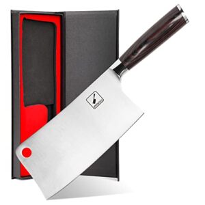 imarku cleaver knife 7 inch meat cleaver - sus440a japan high carbon stainless steel butcher knife with ergonomic handle, ultra sharp, useful kitchen gadgets for home and restaurant