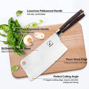 imarku Cleaver Knife 7 Inch Meat Cleaver - SUS440A Japan High Carbon Stainless Steel Butcher Knife with Ergonomic Handle, Ultra Sharp, Useful Kitchen Gadgets for Home and Restaurant