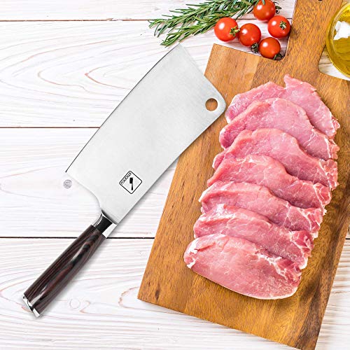 imarku Cleaver Knife 7 Inch Meat Cleaver - SUS440A Japan High Carbon Stainless Steel Butcher Knife with Ergonomic Handle, Ultra Sharp, Useful Kitchen Gadgets for Home and Restaurant