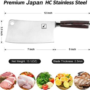 imarku Cleaver Knife 7 Inch Meat Cleaver - SUS440A Japan High Carbon Stainless Steel Butcher Knife with Ergonomic Handle, Ultra Sharp, Useful Kitchen Gadgets for Home and Restaurant