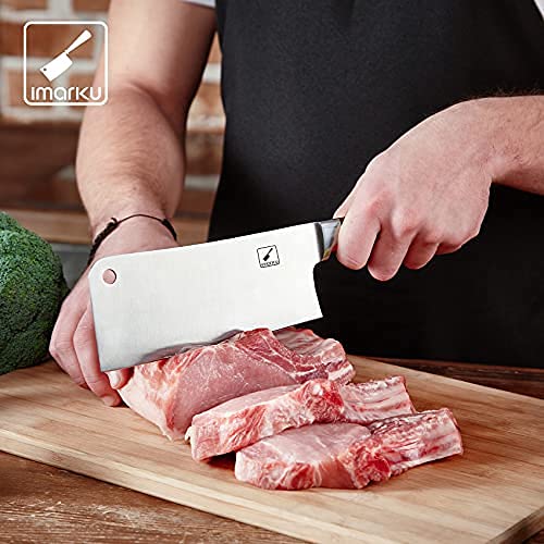 imarku Cleaver Knife 7 Inch Meat Cleaver - SUS440A Japan High Carbon Stainless Steel Butcher Knife with Ergonomic Handle, Ultra Sharp, Useful Kitchen Gadgets for Home and Restaurant