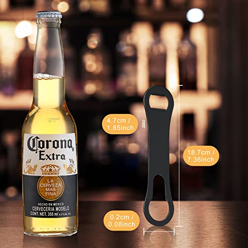 2 Pack Bottle Opener and Pour Spout Remover Flat Metal Bar Speed Key Opener Stainless Steel Dog Bone Wine Bottle Opener for Bartenders Home Kitchen (Black)