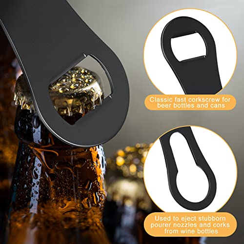 2 Pack Bottle Opener and Pour Spout Remover Flat Metal Bar Speed Key Opener Stainless Steel Dog Bone Wine Bottle Opener for Bartenders Home Kitchen (Black)