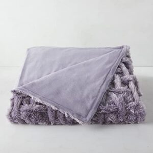 Z Gallerie Premium Oslo Thick and Chunky Weave Knit Faux Fur Blanket Throw - Super-Soft Jumbo Luxe Velvet Throw Blanket for Couch, Sofa and Bed - Amethyst