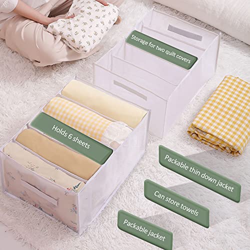 Spida Mount Foldable Sheet Organizer, Bed Sheet Organizer Foldable, Individual Foldable Bed Sheet Set Organizer, Sheet Organizer Foldable Box (white, 2 pcs 5 grids)