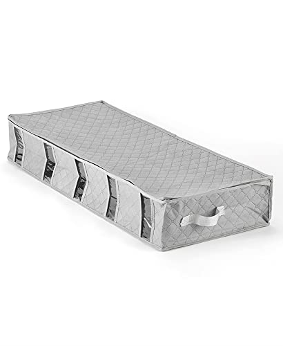 The Lakeside Collection Diamond Print Under Bed Storage Bag - Viewing Windows and Zipper top