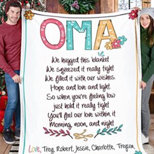 Oma Gifts Blanket - Customized Gifts for Oma, Throw Blanket Oma Birthday Gifts, Fleece Blanket, Oma Blanket Throw, Oma Gifts from Grandkids, Oma Gifts Grandma, Oma and Papa Gifts