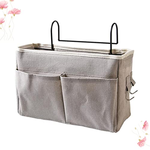 DOITOOL Storage Bag Hanging Organizer, Grey Bedside Caddy Organizer, Canvas Pouch for Bunk, chair, Hospital Beds, College Dorm, Rooms, Baby Bed Rails, Camp ( Grey )