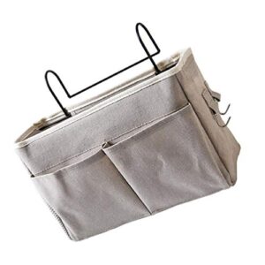 DOITOOL Storage Bag Hanging Organizer, Grey Bedside Caddy Organizer, Canvas Pouch for Bunk, chair, Hospital Beds, College Dorm, Rooms, Baby Bed Rails, Camp ( Grey )