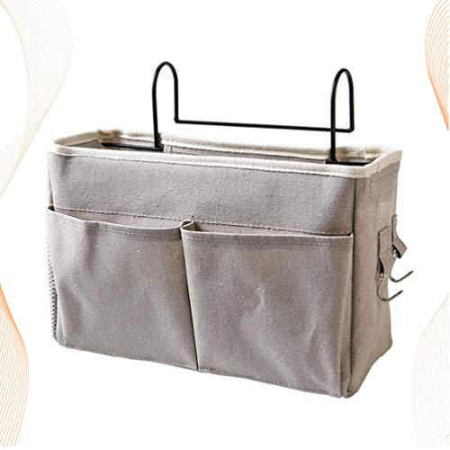 DOITOOL Storage Bag Hanging Organizer, Grey Bedside Caddy Organizer, Canvas Pouch for Bunk, chair, Hospital Beds, College Dorm, Rooms, Baby Bed Rails, Camp ( Grey )