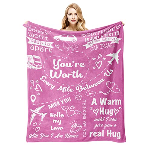 Long Distance Relationship Gifts, Girlfriend Gifts from Boyfriend, Birthday Gifts for Girlfriend Blanket 60"×50", Romantic Gifts for Her Anniversary Valentines Mother Day, to My Girlfriend Blankets