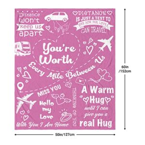 Long Distance Relationship Gifts, Girlfriend Gifts from Boyfriend, Birthday Gifts for Girlfriend Blanket 60"×50", Romantic Gifts for Her Anniversary Valentines Mother Day, to My Girlfriend Blankets